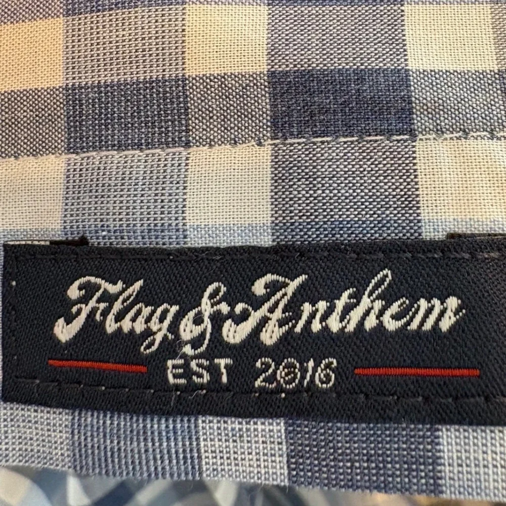 Flag & Anthem MadeFlex Mens XL Blue Gingham Plaid Button Down Shirt SP22WS090